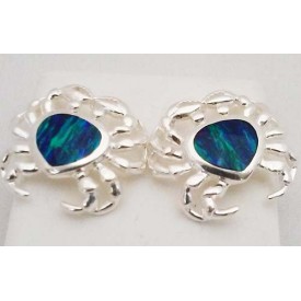 RARD233PERS Sterling Silver Large Crab Opal Post Earrrings 